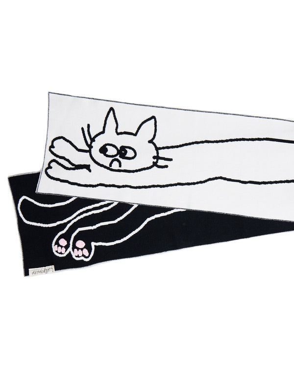[Bird Pit] 拉長的貓貓圍巾 黑白雙色貓