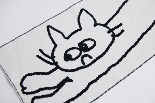 [Bird Pit] 拉長的貓貓圍巾 黑白雙色貓