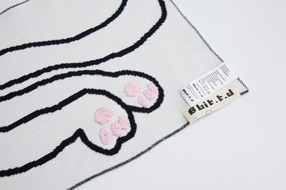 [Bird Pit] 拉長的貓貓圍巾 黑白雙色貓