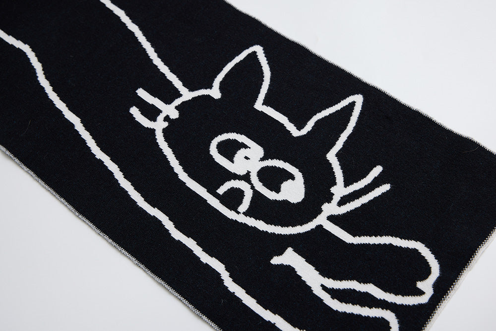 [Bird Pit] 拉長的貓貓圍巾 黑白雙色貓