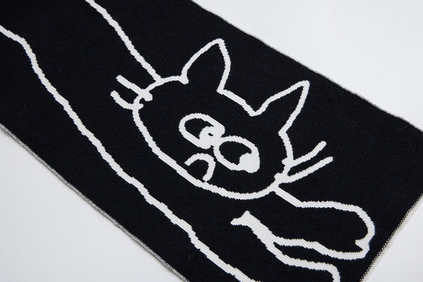 [Bird Pit] 拉長的貓貓圍巾 黑白雙色貓