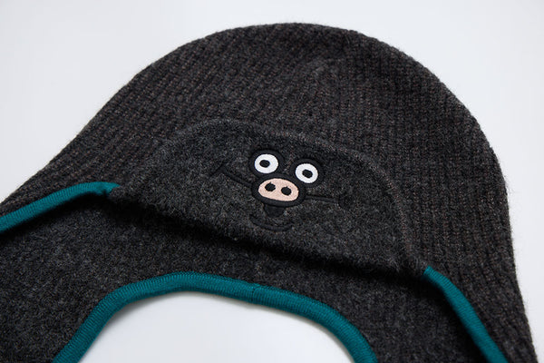 狗狗全都知道 撞色飛行帽  | 深灰綠