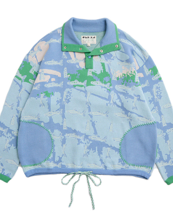 攀爬漁網 典型版 翻領抽繩長袖上衣