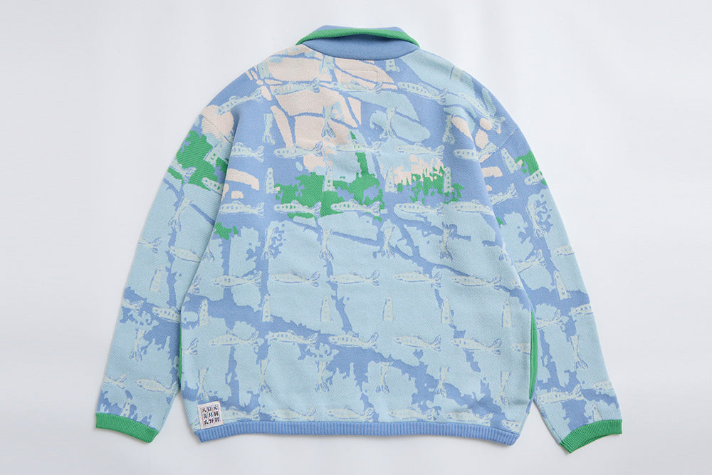 攀爬漁網 典型版 翻領抽繩長袖上衣