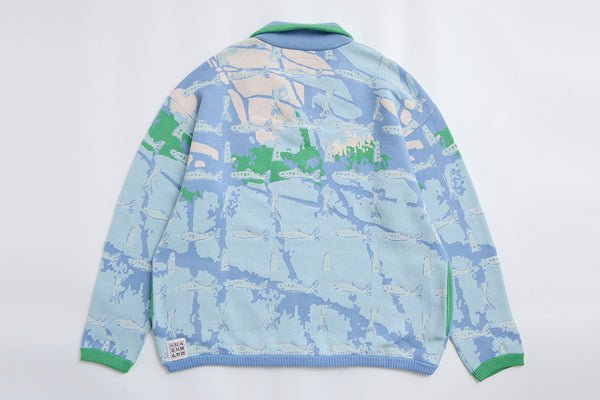 攀爬漁網 典型版 翻領抽繩長袖上衣