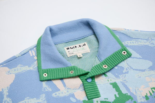 攀爬漁網 典型版 翻領抽繩長袖上衣