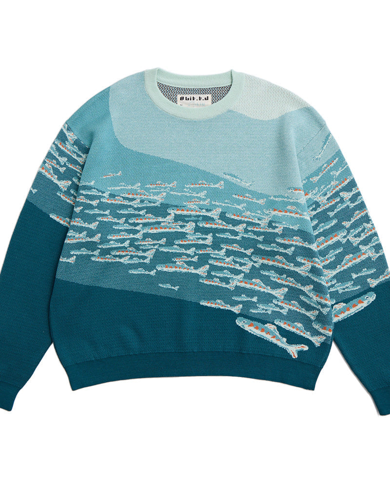 攀爬魚網 深海版 圓領長袖長袖上衣