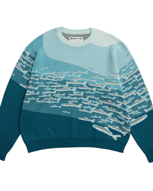 攀爬魚網 深海版 圓領長袖長袖上衣