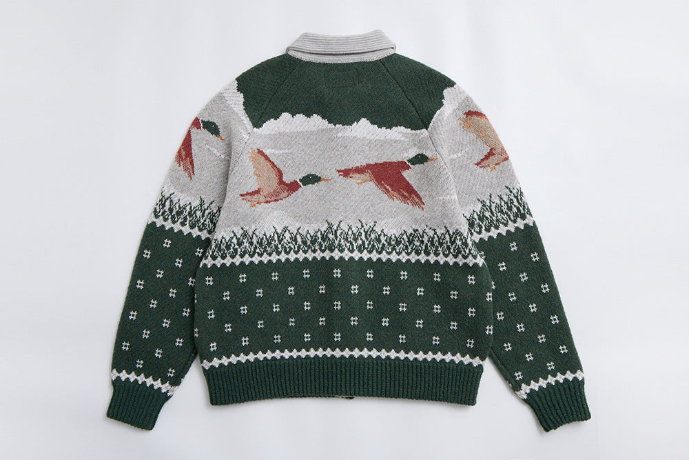 井之頭薑母 拉格蘭袖獵裝針織外套｜綠