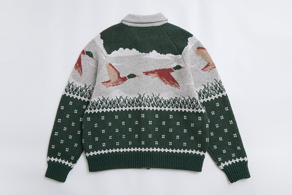 井之頭薑母 拉格蘭袖獵裝針織外套｜綠