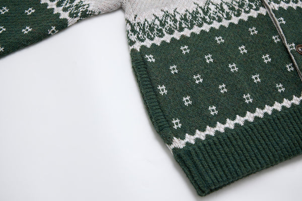 井之頭薑母 拉格蘭袖獵裝針織外套｜綠