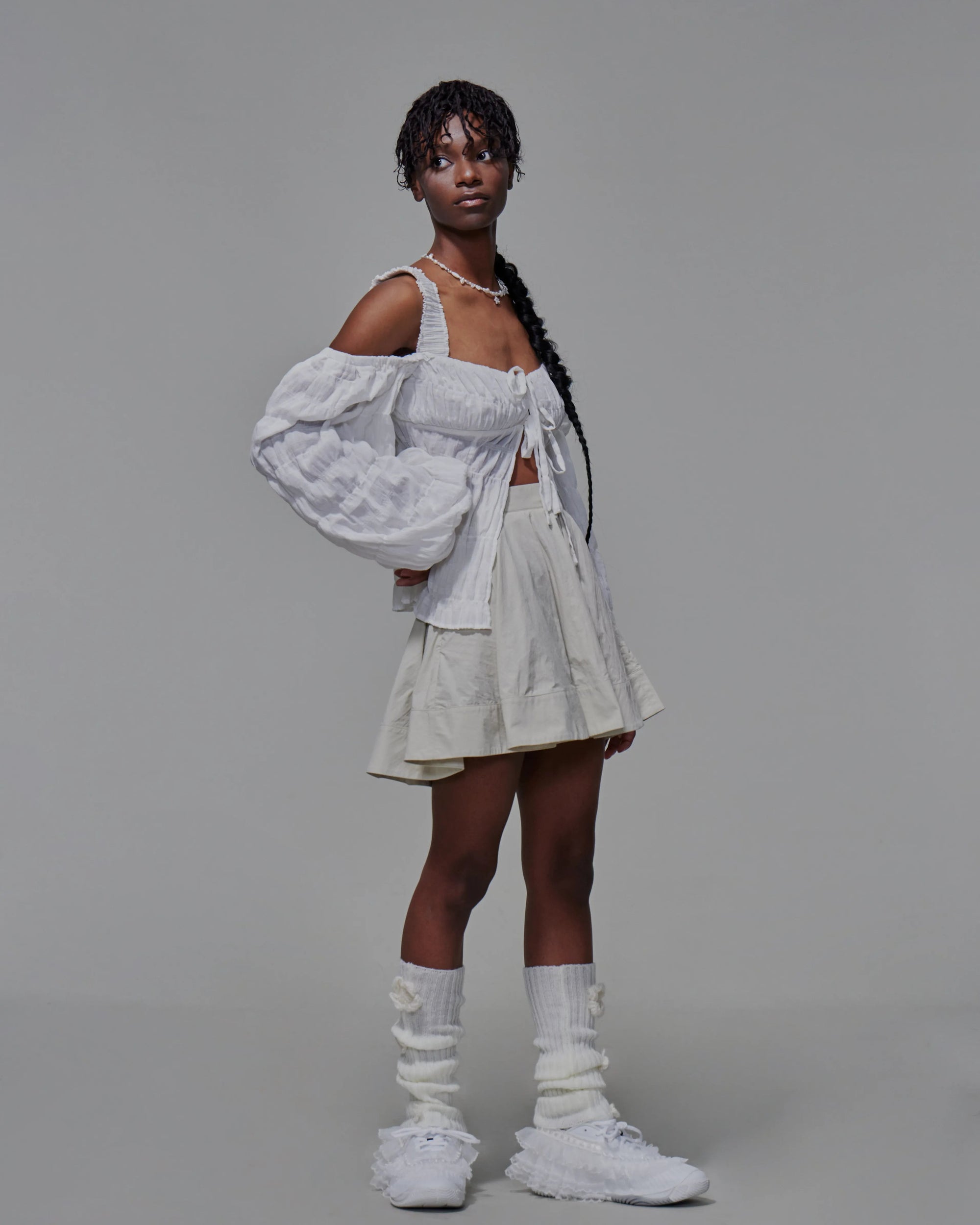 Gathered Chest Front Tie Top