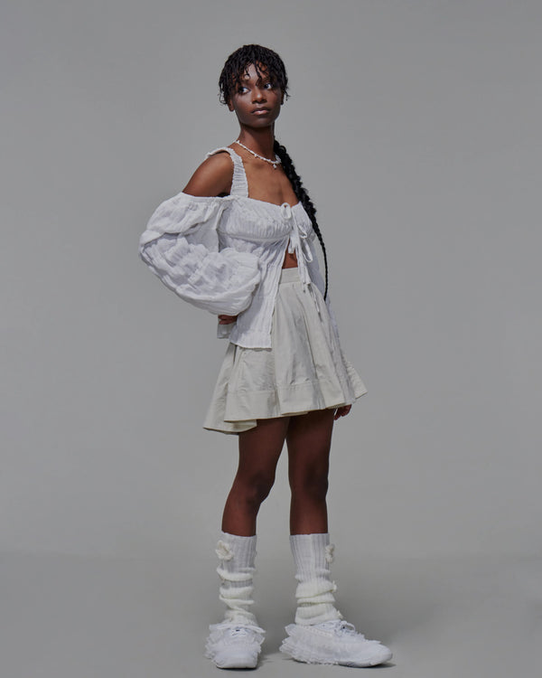 Gathered Chest Front Tie Top
