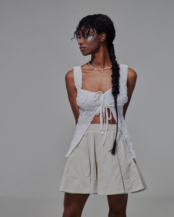 Gathered Chest Front Tie Top
