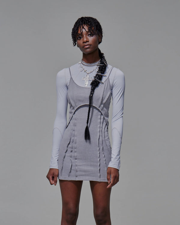 Body-con Cutout Mini Dress (Light Grey)