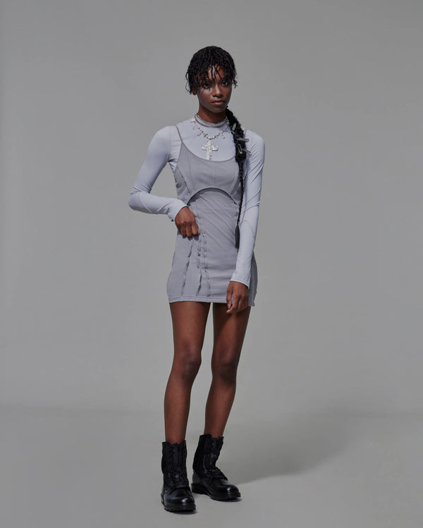 Body-con Cutout Mini Dress (Light Grey)