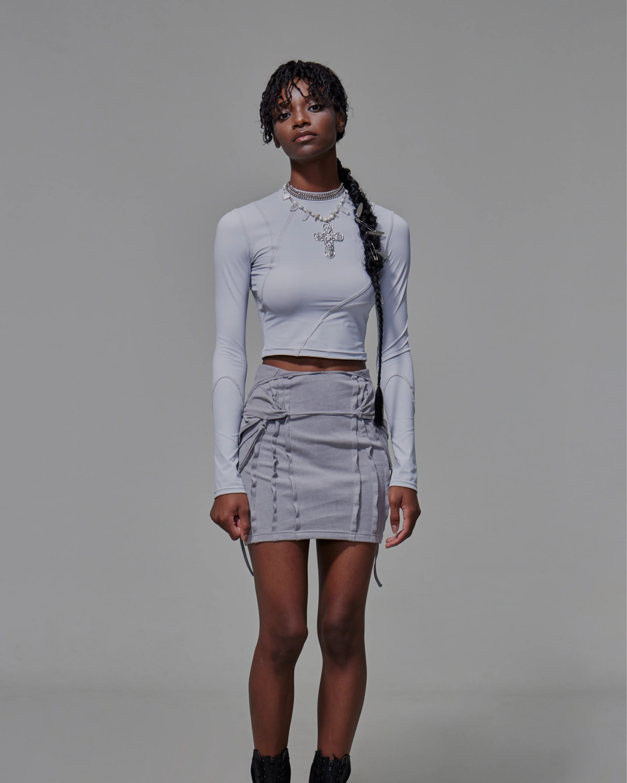 Body-con Cutout Mini Dress (Light Grey)