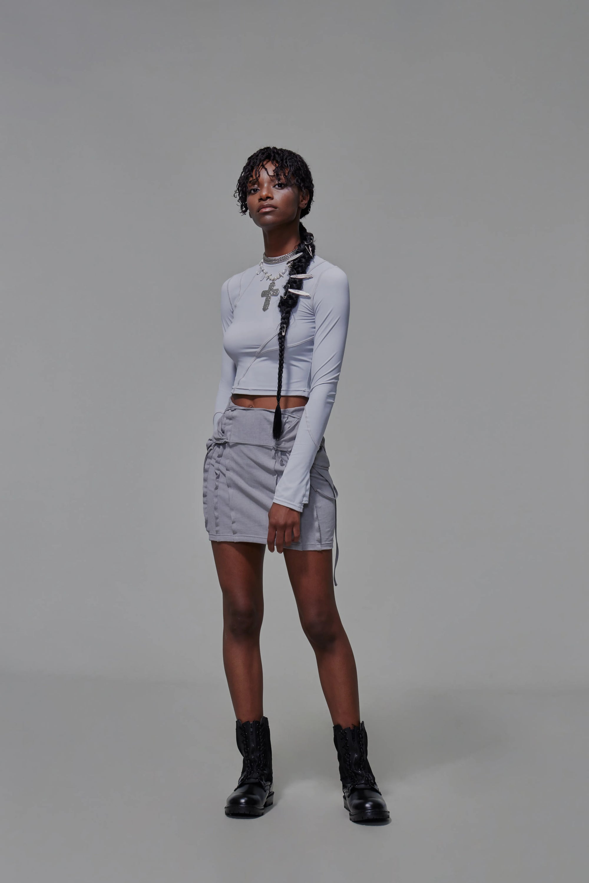 Body-con Cutout Mini Dress (Light Grey)