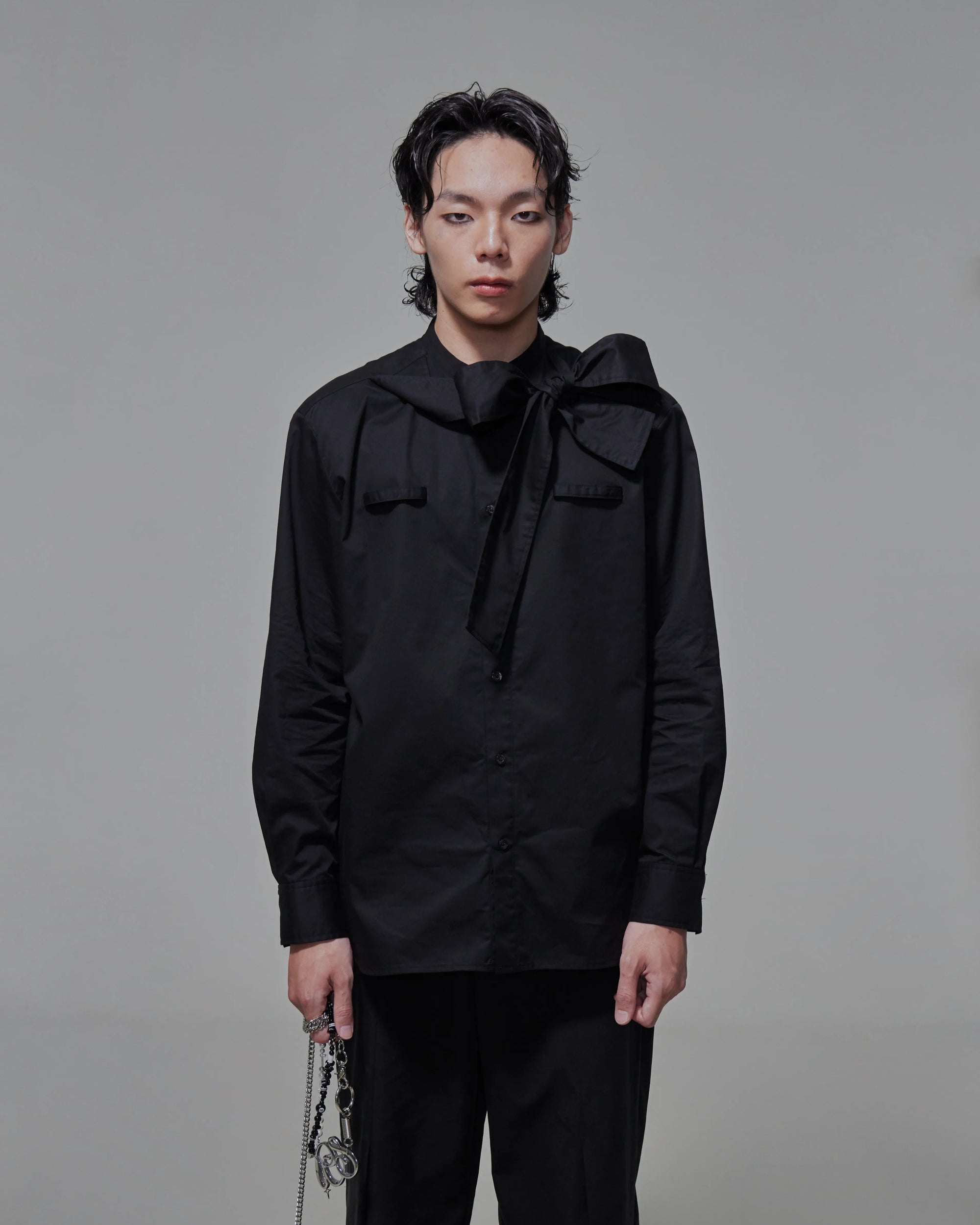 Band Collar Stole Shirt