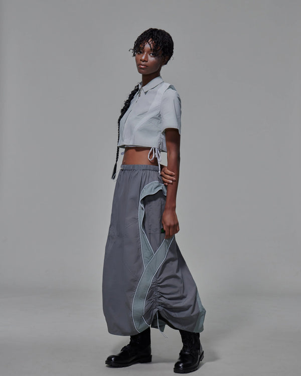 Front Zip Duel-tone Crop Top