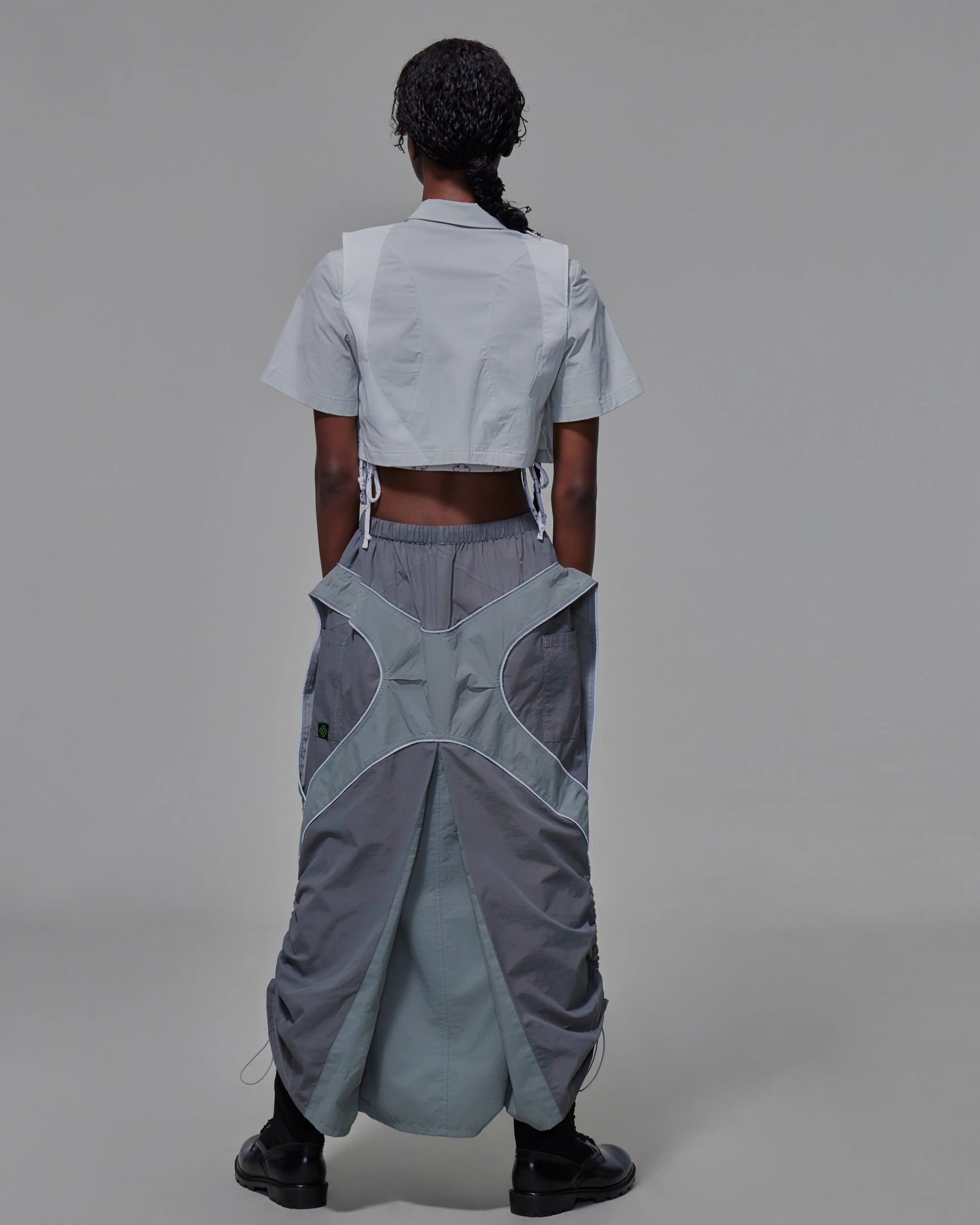 Front Zip Duel-tone Crop Top