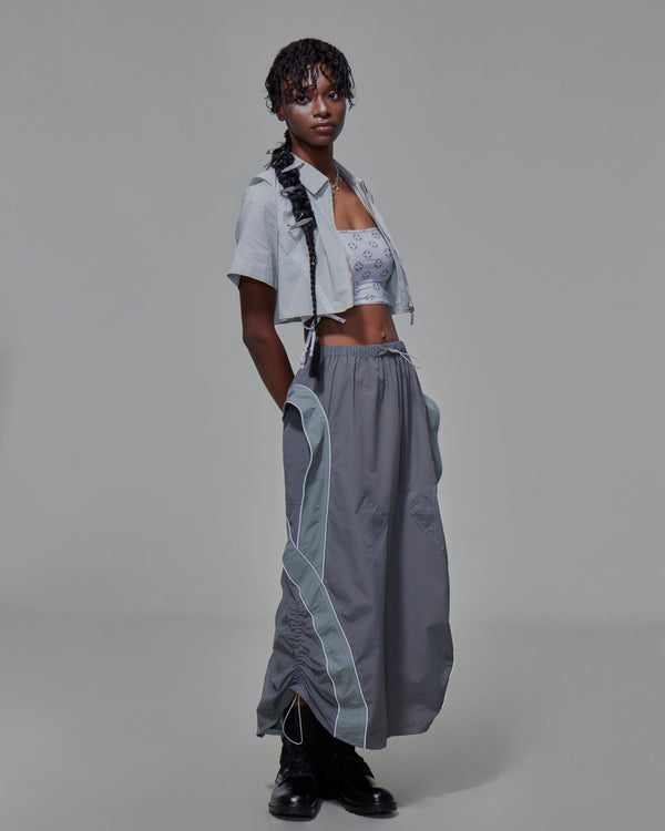 Front Zip Duel-tone Crop Top