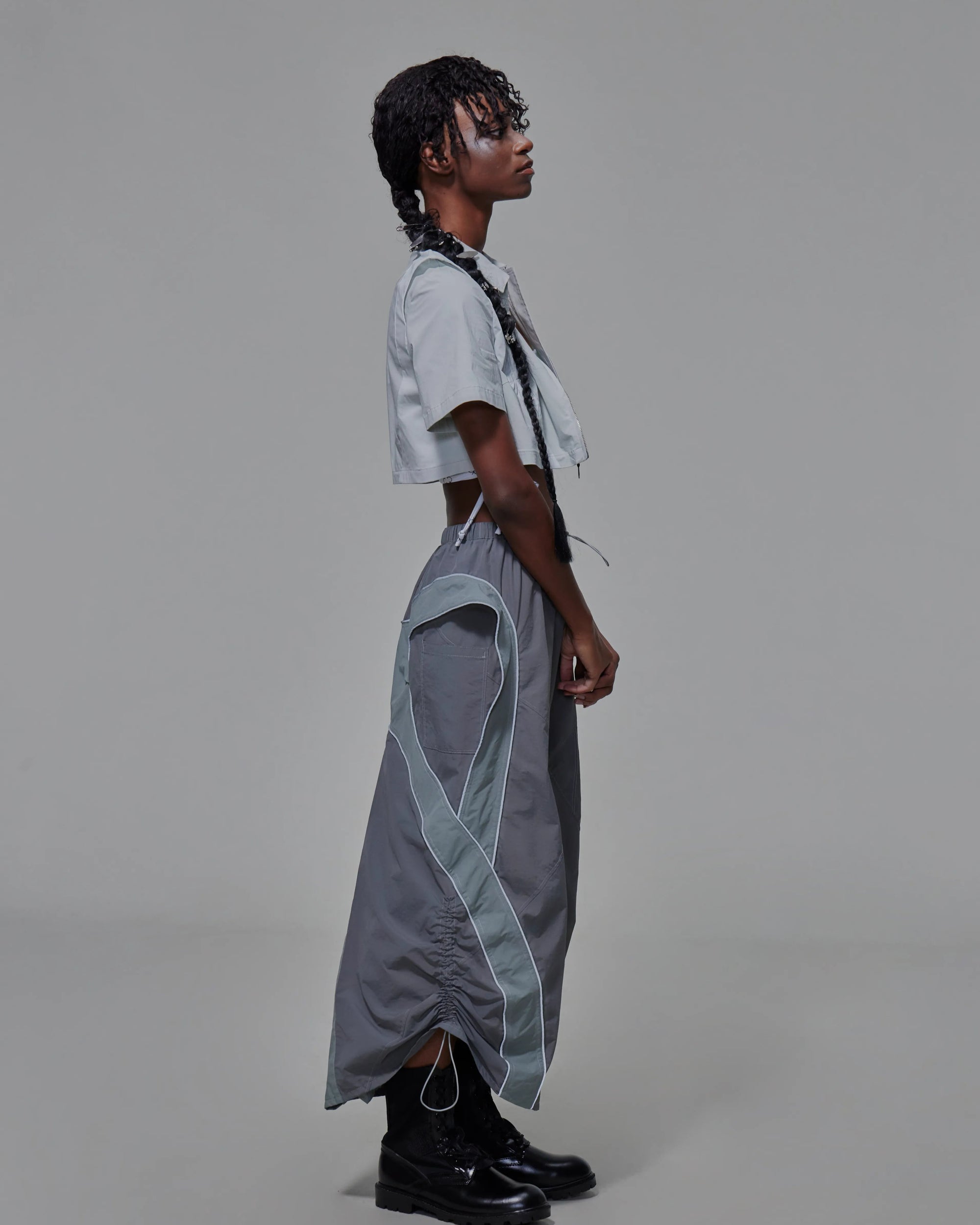 Front Zip Duel-tone Crop Top