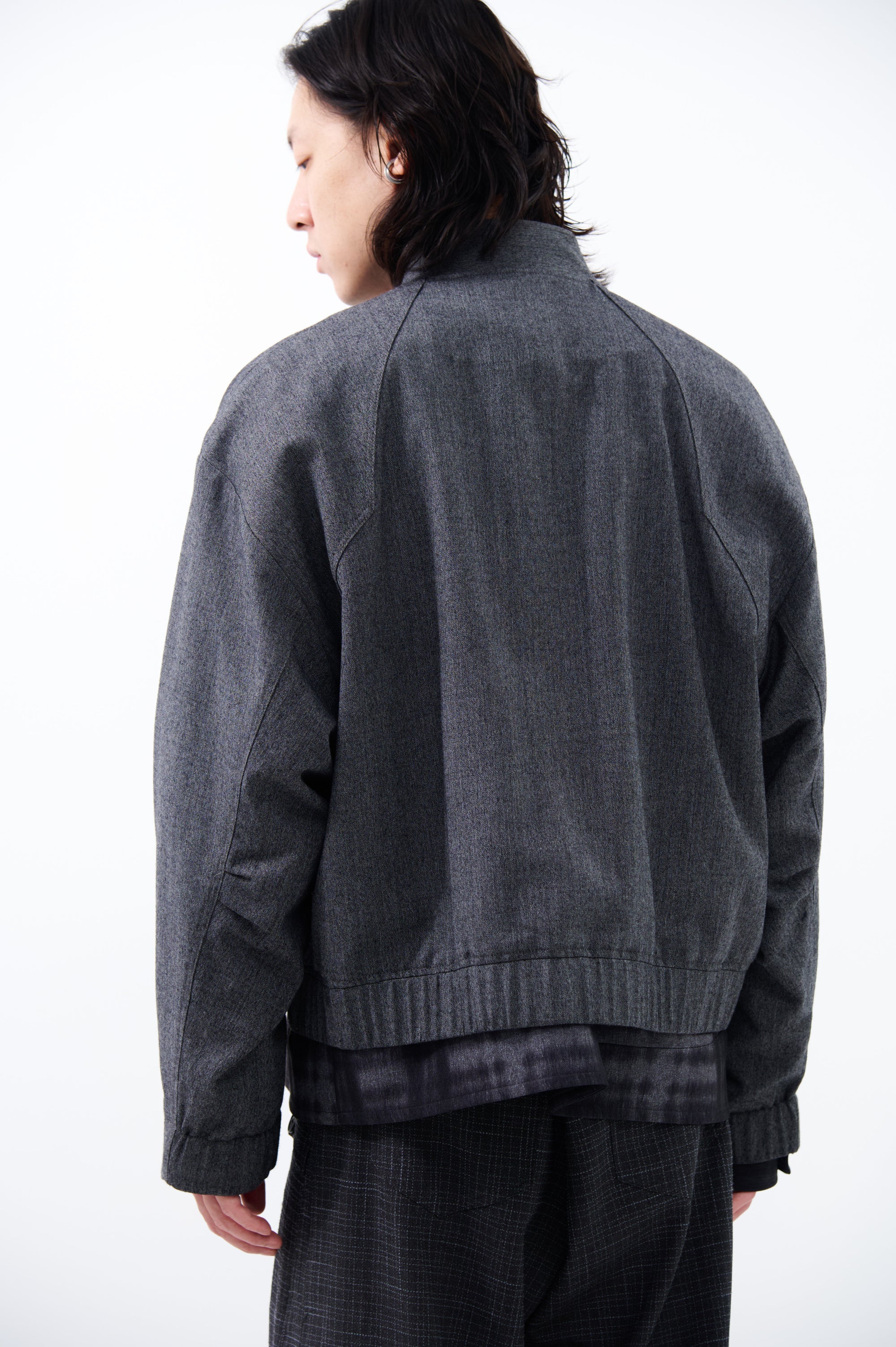 NO COLLAR BOMBER JACKET | GRAY