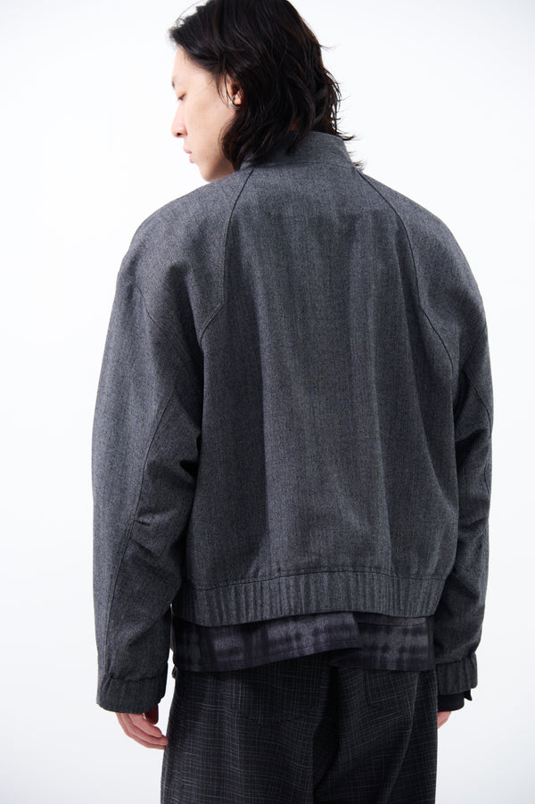 NO COLLAR BOMBER JACKET | GRAY