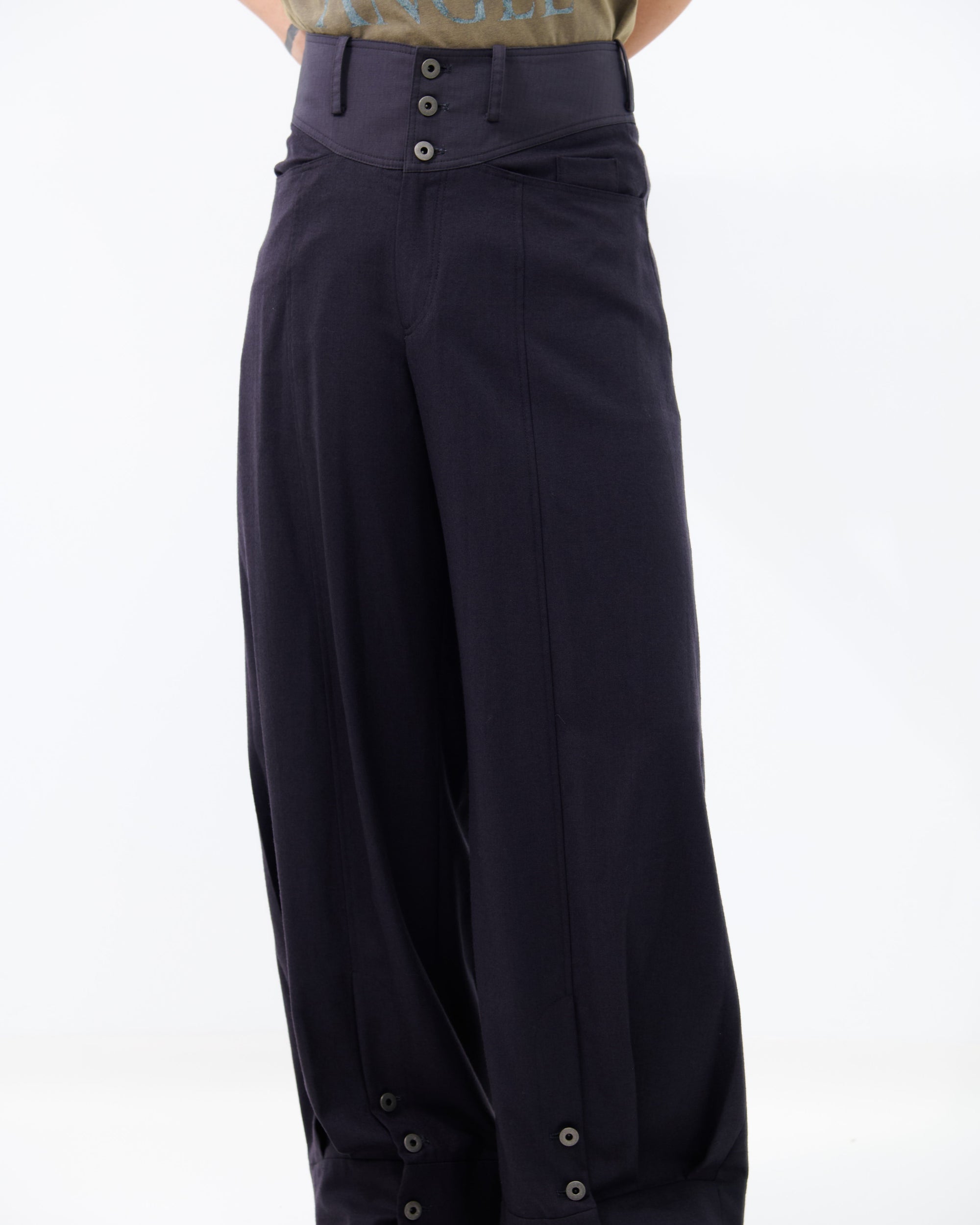 CUFF WIDE-LEG TROUSERS | Black