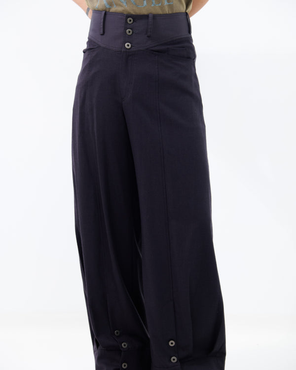 CUFF WIDE-LEG TROUSERS | Black