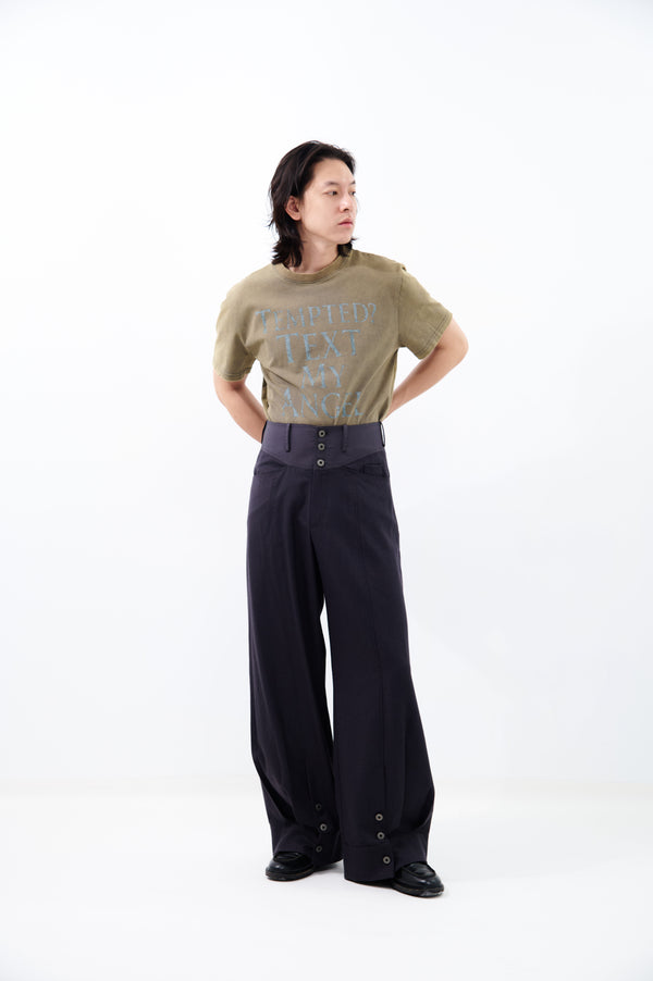 CUFF WIDE-LEG TROUSERS | Black