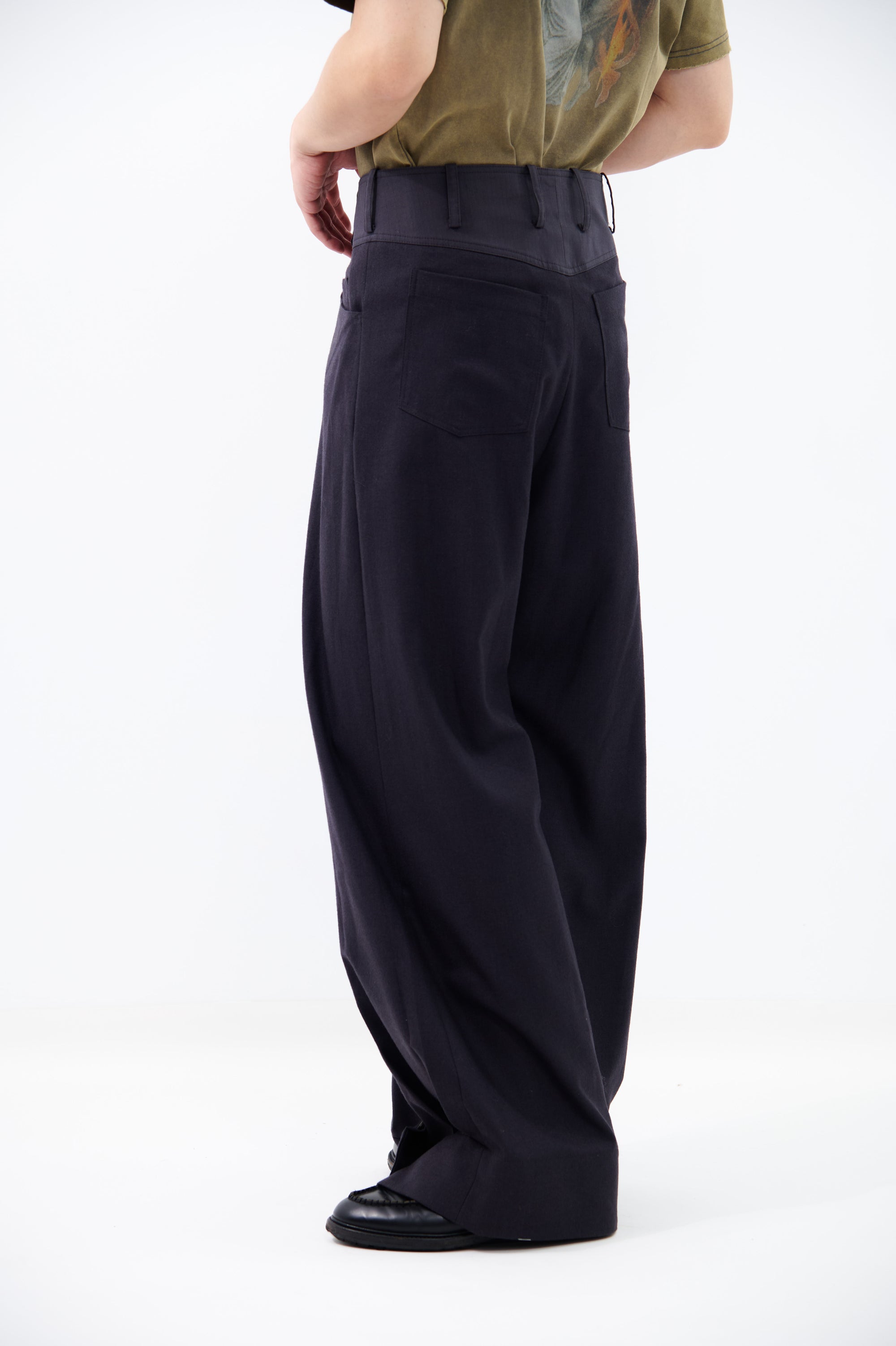 CUFF WIDE-LEG TROUSERS | Black