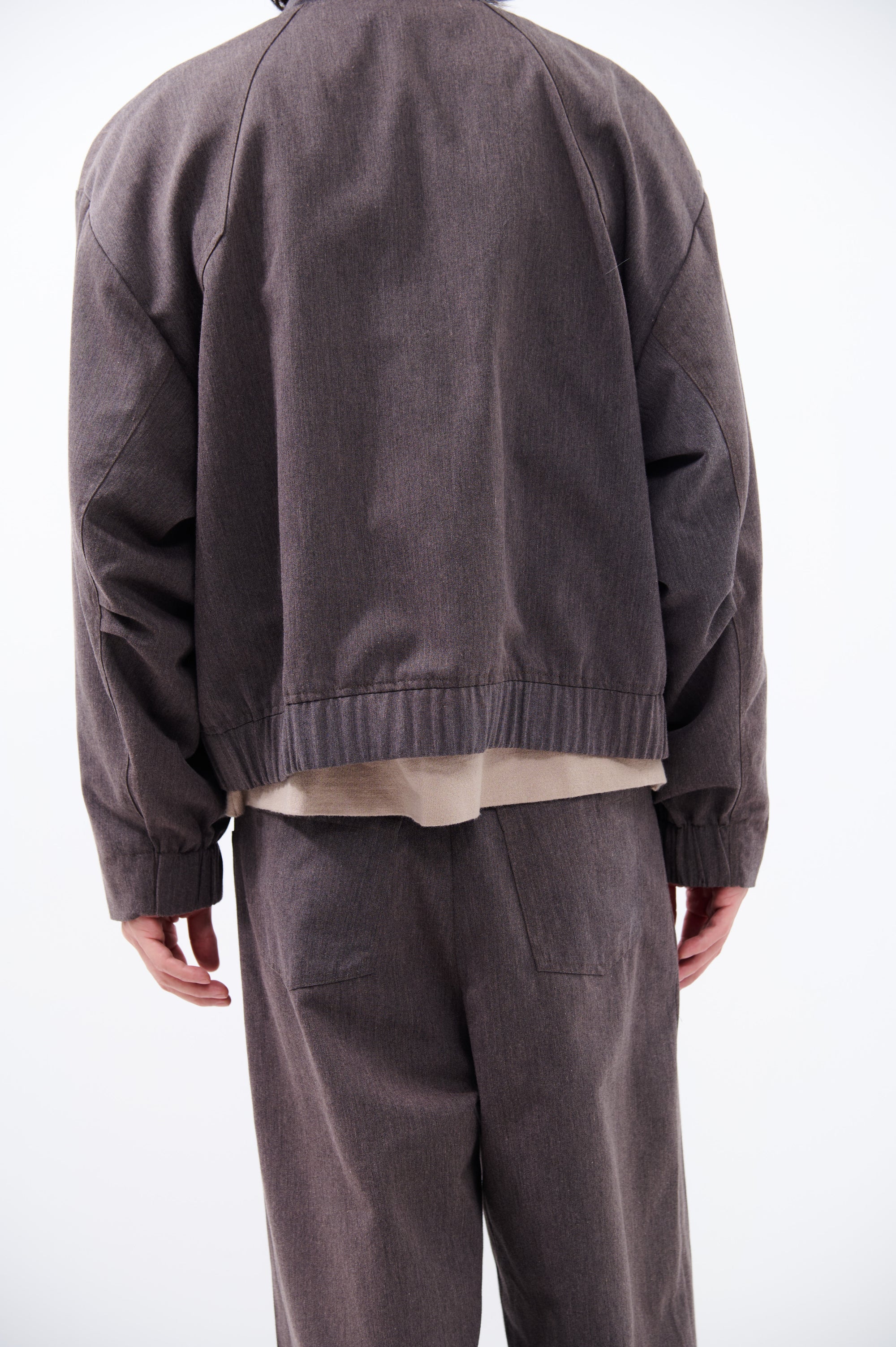 NO COLLAR BOMBER JACKET | BROWN