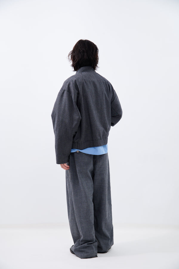 NO COLLAR BOMBER JACKET | GRAY