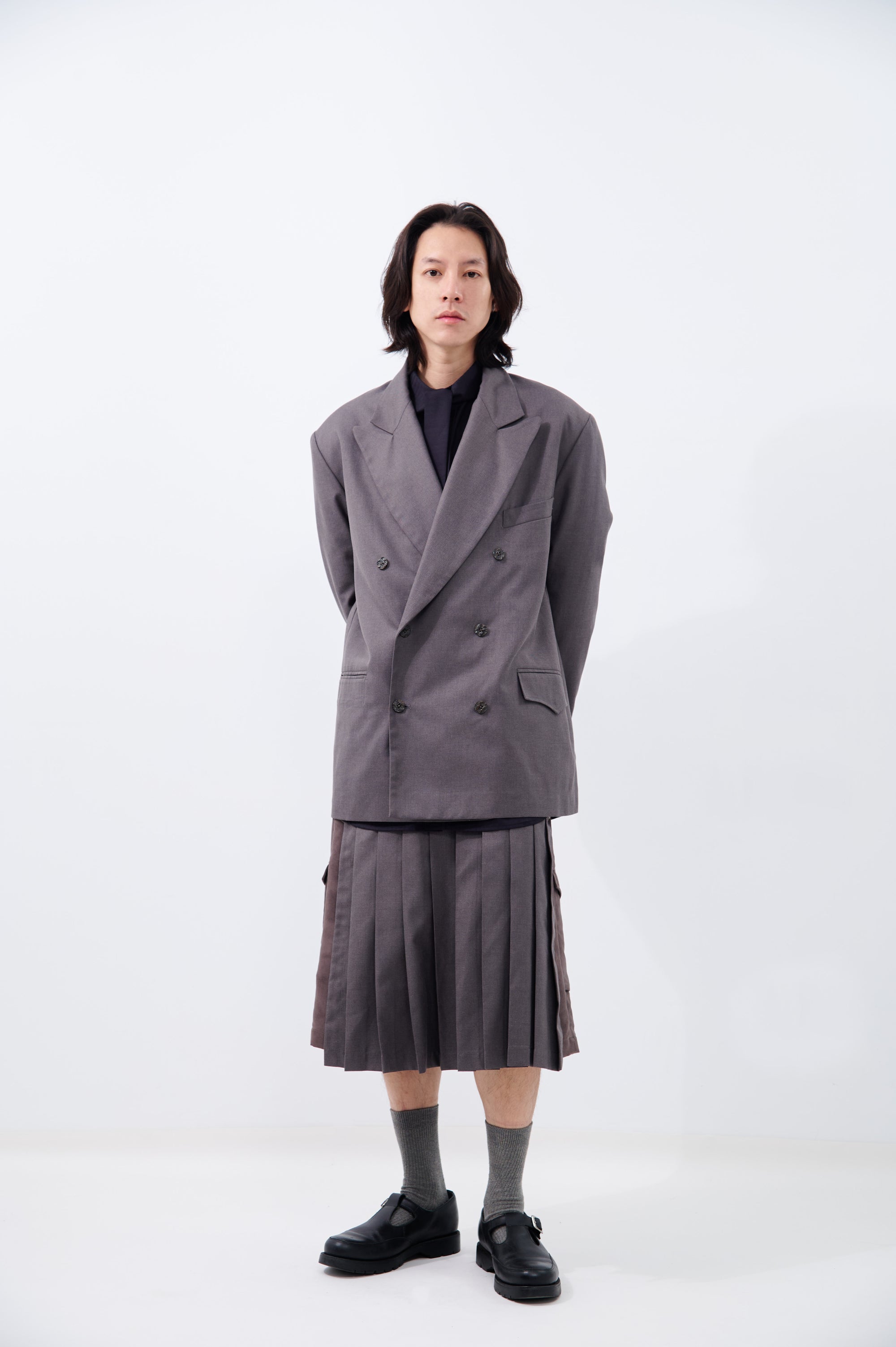 SWORD-COLLAR DISTRESSED BLAZER  | Dusty Purple