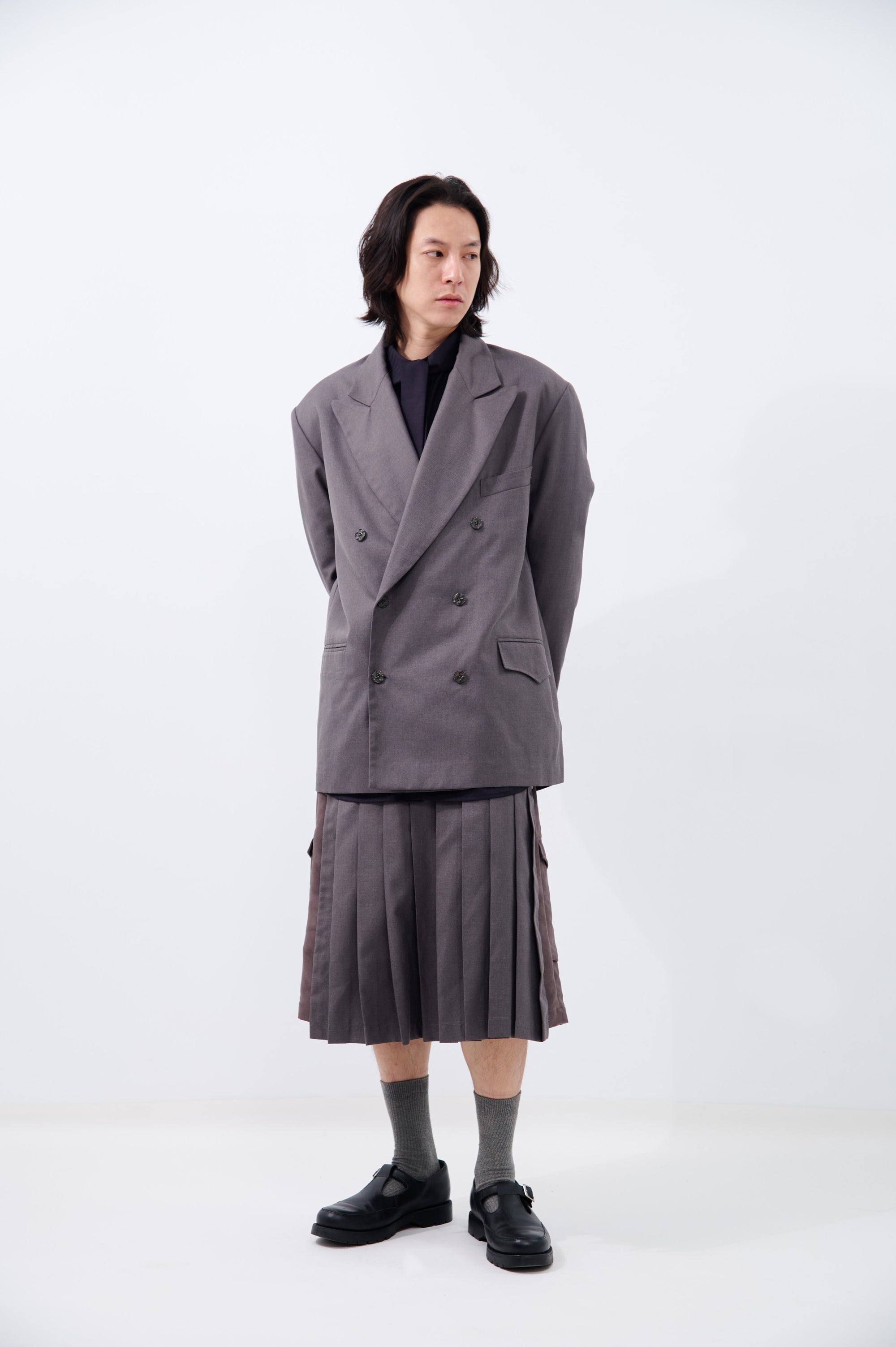 SWORD-COLLAR DISTRESSED BLAZER  | Dusty Purple