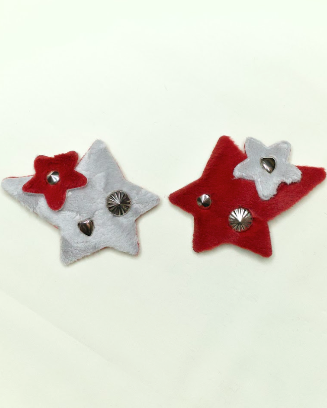 超大星星卯釘髮夾｜紅灰