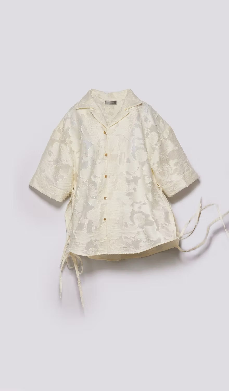 古巴領綁帶襯衫｜米白