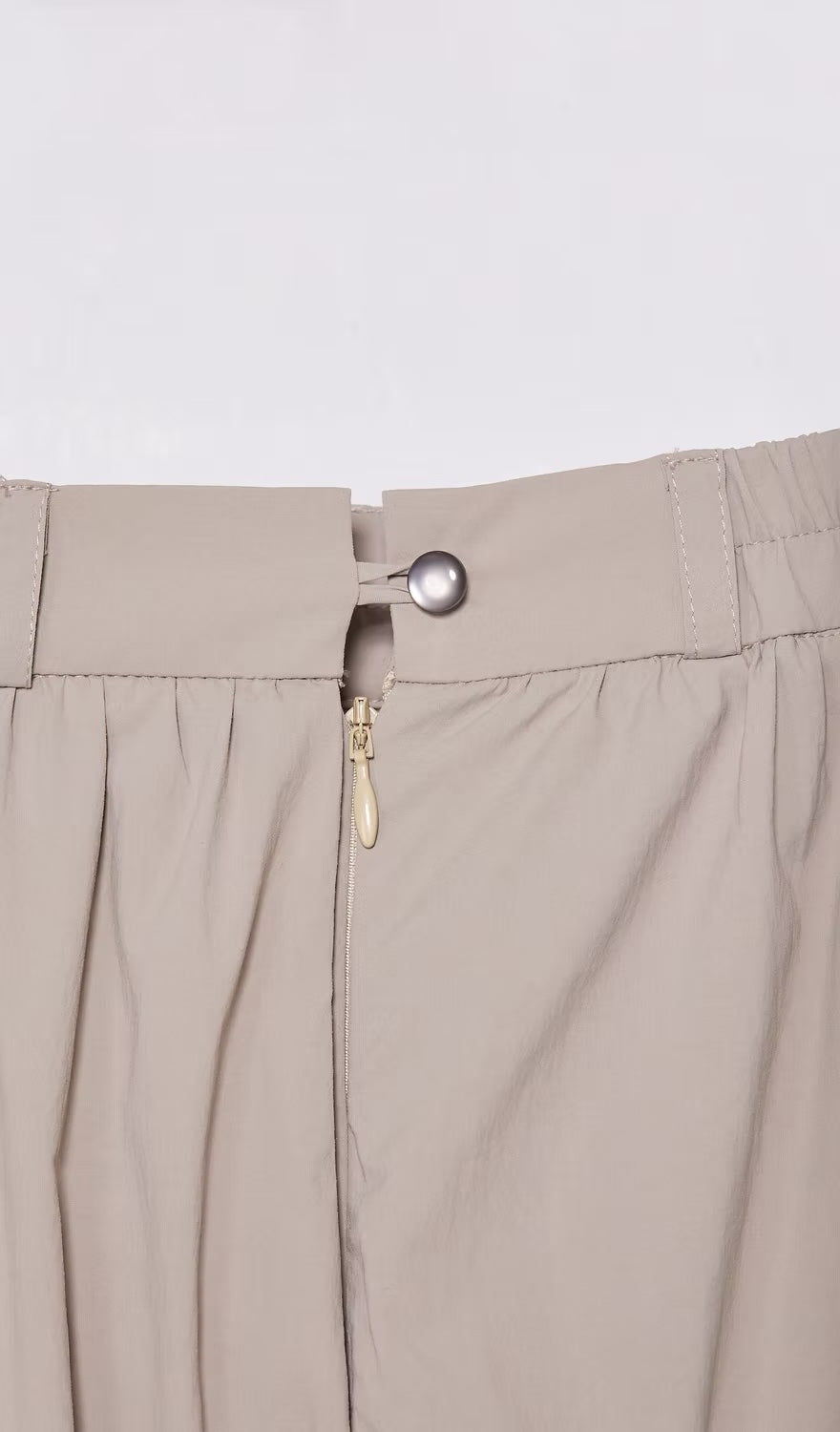 抽皺鏤空三層淺灰長裙｜淺灰