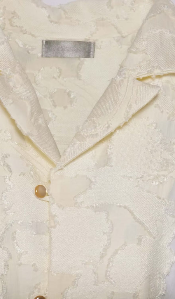 古巴領綁帶襯衫｜米白