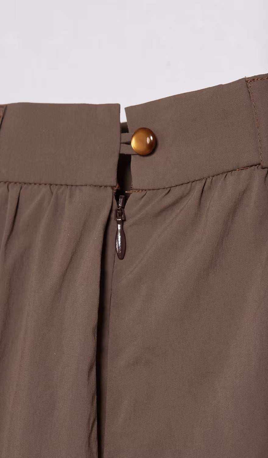 抽皺鏤空三層淺灰長裙｜棕