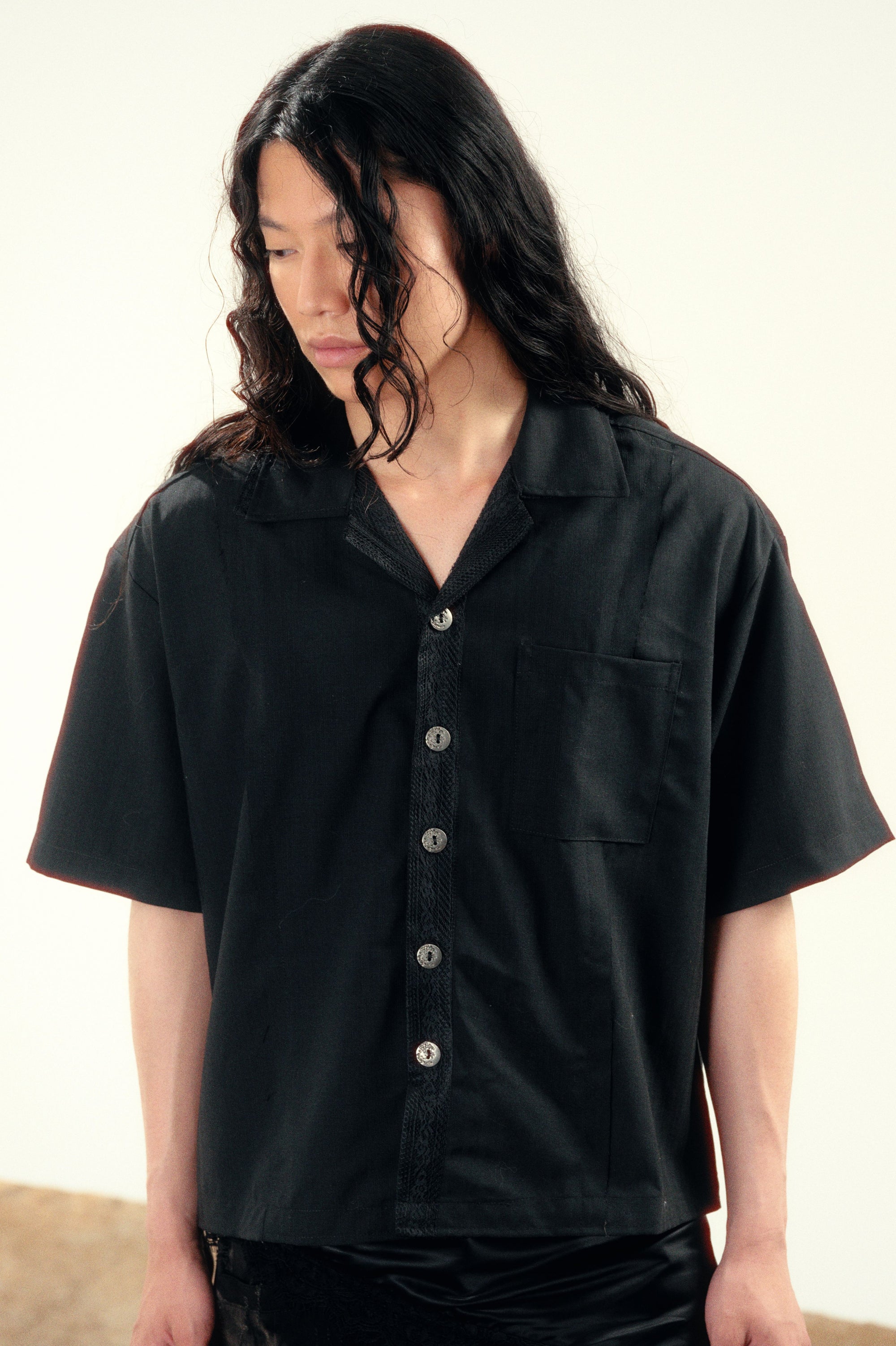 LL Ember 襯衫-日本棉透氣蕾絲拼接襯衫