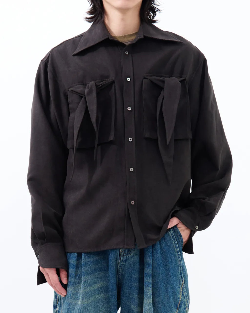 Wing Tie Pocket Shirt | Brown