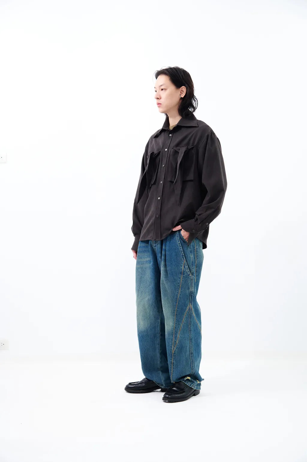 Wing Tie Pocket Shirt | Brown