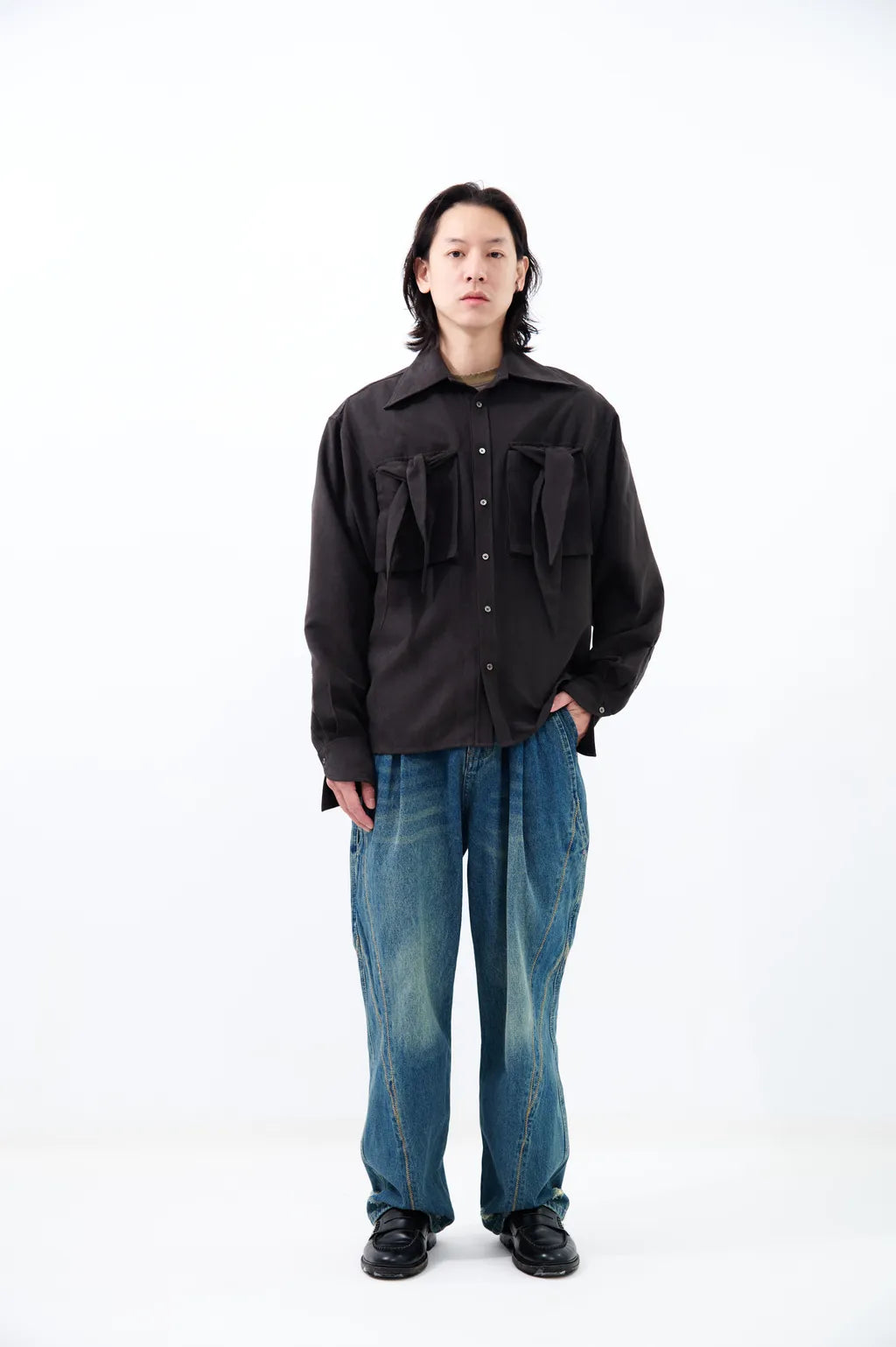 Wing Tie Pocket Shirt | Brown