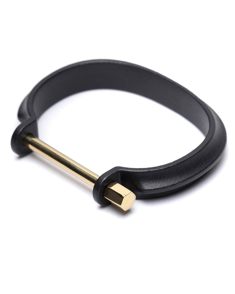 CLAMP_CL-B01_CUFF (Rough Black with Gold bar)