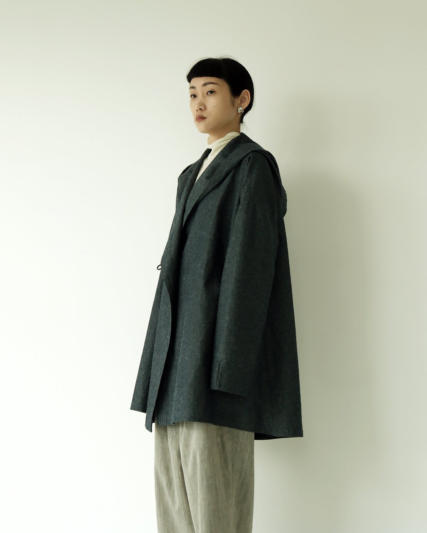 大連帽寬領風衣外套