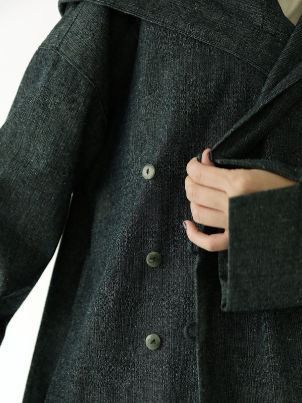 大連帽寬領風衣外套