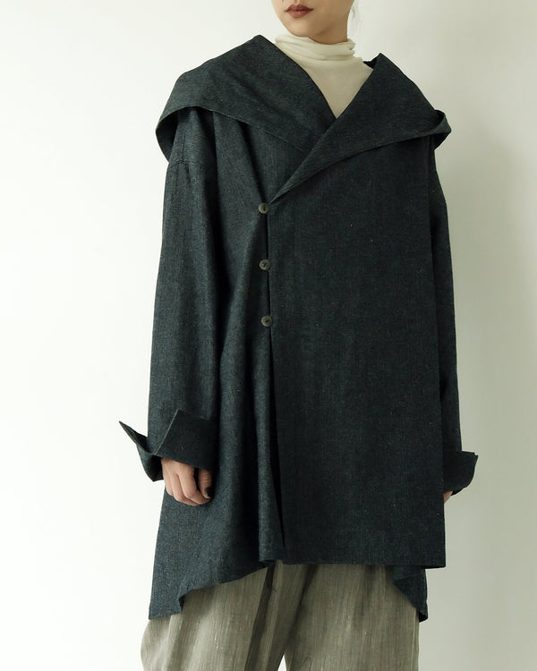 大連帽寬領風衣外套